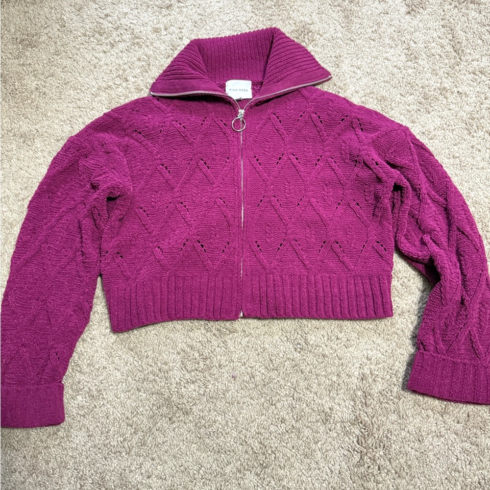Pink Rose Pink Cowl Neck Sweater